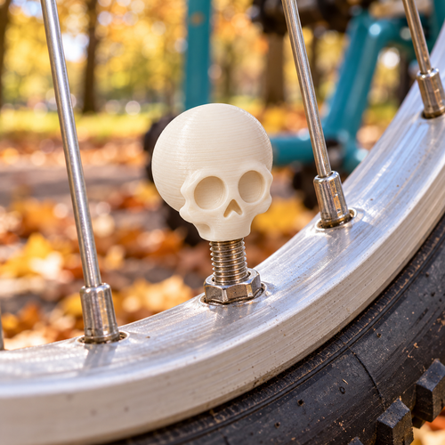 Schedel ventieldopjes - 3D-geprint ventieldopje voor de fiets