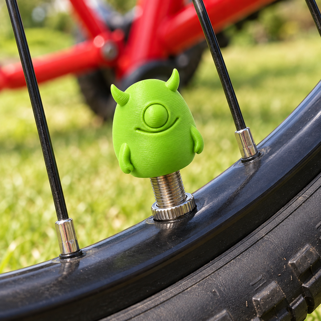 Monstertje ventieldopjes - 3D-geprint ventieldopje voor de fiets